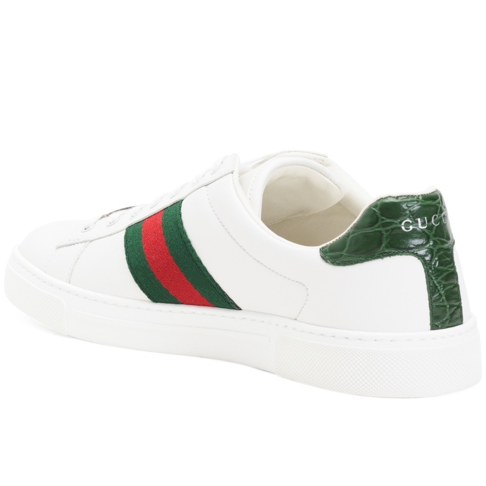 Gucci White Sneakers with Green and Red Stripes